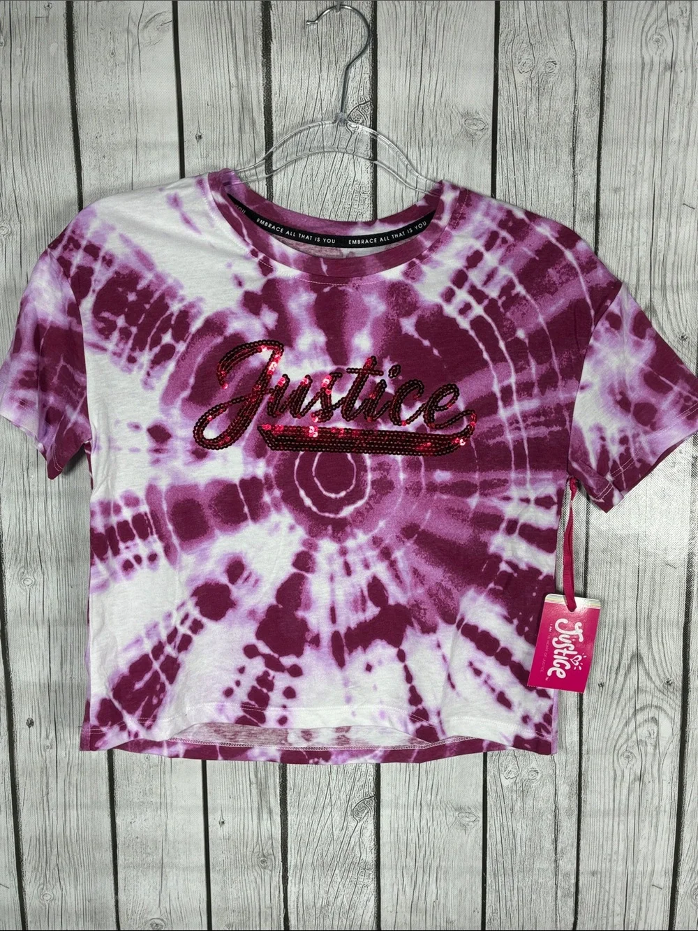 Justice 2 piece Tie-Dye Logo Crop Tee Size Medium 10)